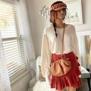 Braided Faux Leather Visor Hat